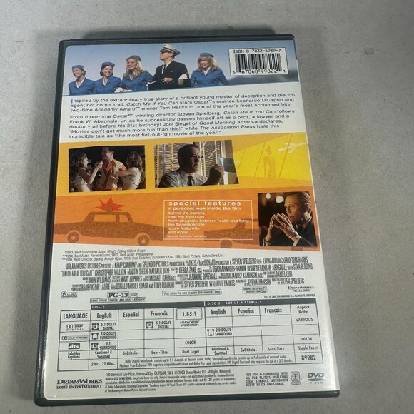 Catch Me If You Can DVD 2002 Leonardo DiCaprio Tom Hanks Drama Widescreen - Picture 2 of 3